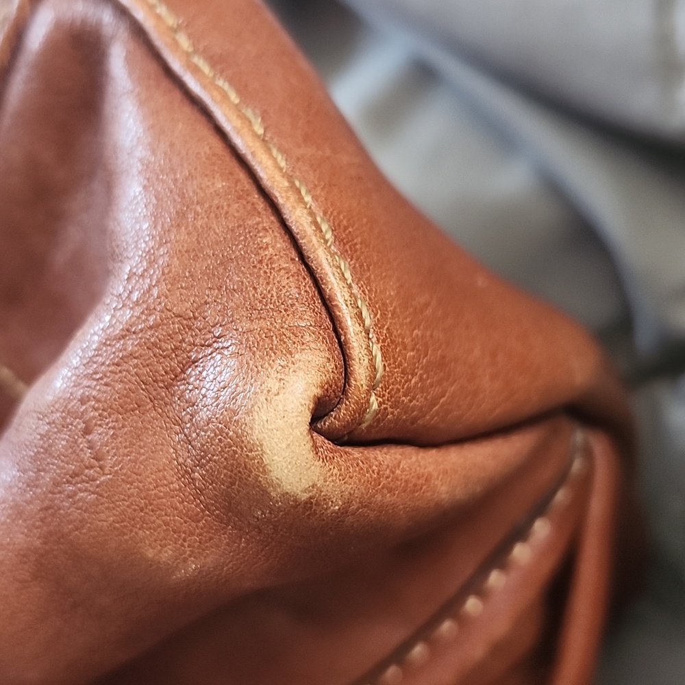 FRYE Melissa Dark Brown CognacDomed Leather Satchel Bag Double Rolled Handles - Picture 13 of 13